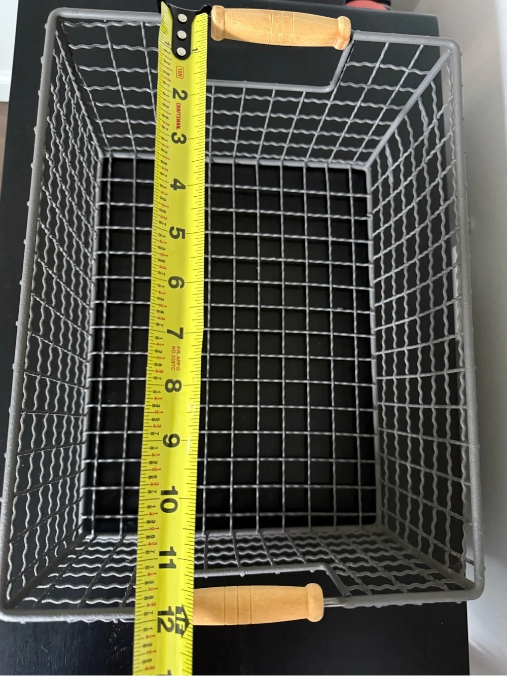 Wood-Handled Gray Wire Storage Basket - Home Accents